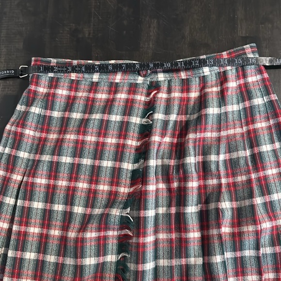 Susan Bristol Vintage Plaid Pleated Wrap Maxi Skirt English Holiday Size 10 - Picture 7 of 9